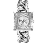 Michael Kors MK4718 Women's Silver-Tone Chain Lock Watch - Pavé Accents