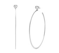 Michael Kors Orecchini a cerchio da donna in argento, orecchini huggie, in acciaio inox, gioielli da donna, Metallo, Cristalli