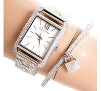 Michael Kors Orologio da Polso Donna MKO1114 Monroe Pavé IP Silberkristall Nuovo