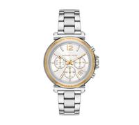 Michael Kors Orologio Maren da donna, Movimento cronografo al quarzo con cinturino in acciaio inossidabile o in pelle, 40 mm, Set di toni argento