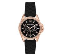 Michael Kors Orologio Pilot da donna, Movimento al quarzo multifunzione con cinturino in silicone, 36 mm, Nero