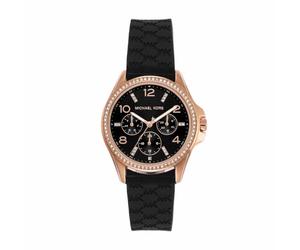 Michael Kors Orologio Pilot da donna, Movimento al quarzo multifunzione con cinturino in silicone, 36 mm, Nero