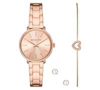 Michael Kors Orologio Pyper per donna, movimento al quarzo a due lancette con cinturino in acciaio inossidabile, PVC o pelle, 32 mm, Set oro rosa e glitter