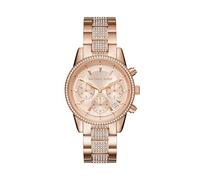 Michael Kors Orologio Ritz da donna in acciaio inossidabile con cristallo Topring, Oro rosato, Cronografo