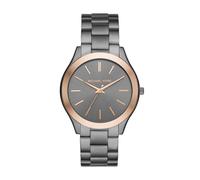 Michael Kors Orologio Runway da uomo, Movimento al quarzo con data a tre lancette e cinturino in acciaio inossidabile o PVC, 44 mm, Grigio e oro rosa