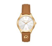 Michael Kors Orologio Slim Runway da donna, movimento al quarzo a tre lancette da 38 mm con cinturino in pelle, 38 mm, Marrone e oro