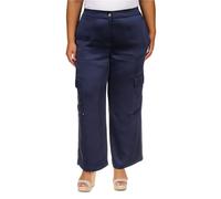Michael Kors Pantaloni Cargo Donna In Raso Gamba Dritta Blu Scuro