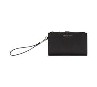Michael Kors Jet Set Travel Portafoglio da viaggio con cinturino da polso e doppia cerniera da donna, Nero Saffiano/Argento Hardware, Medium