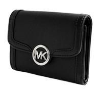 Michael Kors Portamonete Leida Md Flap Doppio Scomparo Nero Nuovo