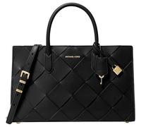 Michael Kors Scarlett Medium Satchel, Borsa a Tracolla Donna, Hardware Color Oro/Pelle Intrecciata/Nero, One Size