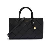 Michael Kors Scarlett Medium Satchel, Borsa a Tracolla Donna, Hardware Color Oro/Pelle Intrecciata/Nero, One Size