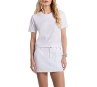 Michael Kors T-Shirt da Donna con Logo MK Strass, Bianco, XS