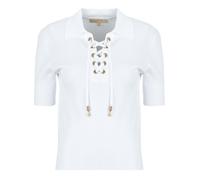 MICHAEL Michael Kors Camicetta LACE UP SS POLO TOP in Bianco EU M