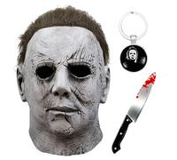 Michael Myers, maschera per adulti, maschere di Halloween, in lattice, horror scary, maschera spaventosa con portachiavi, costume di Halloween, da uomo, cosplay (stile 2)
