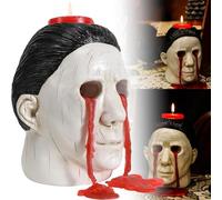 Michael Myers Portacandele di Halloween 2024 New Michael Myers Merchandise Statua di Halloween con occhi sanguinanti, maschera di Michael Myers, decorazione horror per Halloween (1 pezzo)