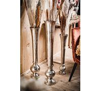 Michael Noll Vaso da fiori decorativo in alluminio argentato di lusso, per fiori artificiali e erba di pampa, S 69,5 cm, M 80 cm, L 99 cm (19 x 19 x 99 cm)