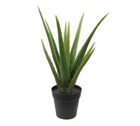 MichaelNoll Pianta artificiale di aloe vera, pianta artificiale, decorazione in vaso nero, molto realistica, verde (35 cm - MN-KP-2217)