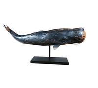 MichaelNoll Statua decorativa a forma di balena, in poliresina, stile moderno, decorazione marittima in effetto legno, XXL, 77 x 17,5 x 38,5 cm