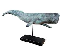 MichaelNoll Statuetta decorativa a forma di balena, in poliresina, moderna, decorazione marittima per casa, effetto legno, decorazione per soggiorno, camera da letto o bagno, 51 x 15 x 28 cm