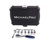 MichaelPro Dr. 72T MP005013 - Set di chiavi a bussola con bussole metrice, aste di prolunga, adattatori a 3 vie e custodia di alta qualità, 16 pezzi