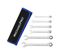 MichaelPro MP001121 - Set di chiavi combinate a forchetta con cricchetto, 6 pezzi, 8, 10, 12, 13, 17, 19 mm