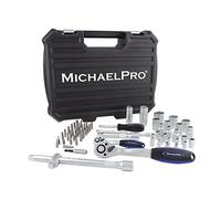 MichaelPro MP005010 - Set di chiavi a bussola, metriche e porta inserti magnetici, impugnatura girevole, aste di prolunga, con adattatore e custodia di alta qualità, 70 pezzi