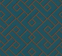 Michalsky Living Carta da parati geometrica Change is good Magic Meander in tessuto non tessuto, verde, nero, bronzo opaco lucido, 379843