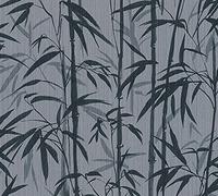 Michalsky Living Carta da parati in bambù Change is good Carta da parati tropicale Bold Bamboo in tessuto non tessuto grigio nero opaco finemente strutturato 379894
