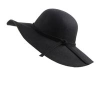 Michear Cappello Fedora in lana da donna, a tesa larga, pieghevole, bombetta in feltro con bel nastro, Nero , M