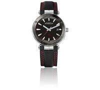 Michel Herbelin 12288/AG44 - Orologio da uomo Newport 100 mn, in pelle nera con cuciture rosse, colore: Nero