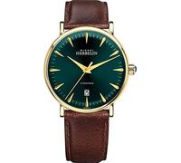Michel Herbelin 1647/P16BR - Orologio da uomo con ispirazione automatica su pelle marrone, quadrante verde
