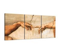 Michelangelo - Creazione di Adamo Quadri su tela con telaio in legno 3 pezzi