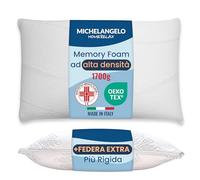 Michelangelo HomeRelax - 1 Cuscino ALTO + 1 Federa Rigida EXTRA in Memory Foam Cervicale Per Dormire Made in Italy DISPOSITIVO MEDICO Ortopedico Ergonomico Anallergico Traspirante Lavabile