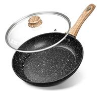 MICHELANGELO Padelle antiaderenti con coperchio da 26 cm, padella con manico in bachelite, padella 26 cm per piano cottura a induzione, padella in granito nero con coperchio 26 cm