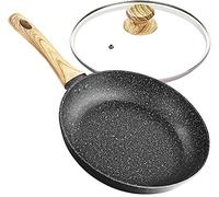 MICHELANGELO Padelle antiaderenti con coperchio da 30 cm, padella con manico in bachelite, padella 30 cm per piano cottura a induzione, padella in granito nero con coperchio 30 cm