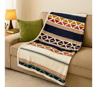 Michele Biancheria Casa - Plaid Agnellato 130x160 cm, Coperta Morbida Calda con Retro Sherpa, Lavabile a 30 °C, Ideale per Divano o Letto Singolo (130x160 cm, Tribal Comfort)