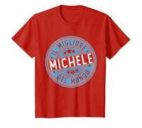 Michele | Il Migliore Michele del Mundo | Uomini e Ragazzi Maglietta, Bambini, Rosso, 12 Anni