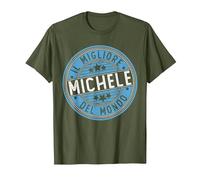 Michele | Il Migliore Michele del Mundo | Uomini e Ragazzi Maglietta, Uomo, Oliva, S