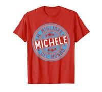 Michele | Il Migliore Michele del Mundo | Uomini e Ragazzi Maglietta, Uomo, Rosso, S