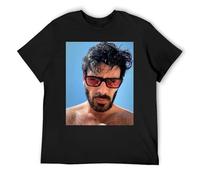 Michele Morrone - T-shirt alla moda a maniche corte in cotone con spalle scese, Nero , XXL