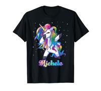 MICHELE Nome Personalizzato Personalizzato Arcobaleno Unicorno Dabbing Maglietta