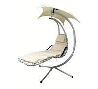MICHELE SOGARI Amaca Extra Relax da Giardino in Metallo con tettuccio e Cuscino (Bianca)