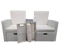 MICHELE SOGARI Set da Giardino Twin Love mobili Garden Simil Rattan da Giardino con Contenitore e poggipiedi (Bianco)