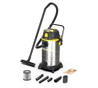 MICHELIN, Aspiratore Solidi e Liquidi, HP35 PRO, Serbatoio in Acciaio da 35 L con Manico Ergonomico, con Presa Elettroutensili, 1400 W, Completo di Accessori, Funzione di Soffiaggio, 21 kPa