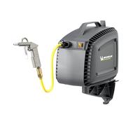 MICHELIN - CA-MBL-GO2 - Compressore Aria Monoblocco 1.5HP - Con Avvolgitubo Automatico 10m - Pistola di Soffiaggio Inclusa - 160 l/min 8 BAR - Senza Olio - Supporto da Parete Plug & Play