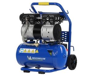 MICHELIN CA-MX10-1 - Compresor Silencioso 10LT 1HP - 59 dB - Capacidad 10 L - Motor de 1 HP - Presión Máx 8 Bar - Caudal 130 l/min - Sin Aceite - Portátil - Carro Ergonómico
