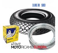 MICHELIN S83 CERCHIO CAMERA D'ARIA COPERTONE 3.00-10 VESPA 125 PRIMAVERA (VMA2T)