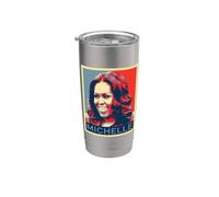 Michelle Obama First Lady Ritratto Rosso Blu Pop Art Poster Bicchiere termico in acciaio inox doppia parete