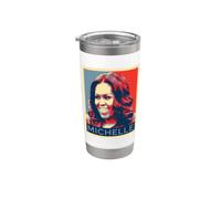 Michelle Obama First Lady Ritratto Rosso Blu Pop Art Poster Bicchiere termico in acciaio inox doppia parete