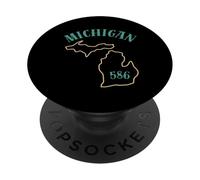 Michigan 586 Codice Area Grafico Stato Profilo Regionale Design PopSockets PopGrip Adesivo